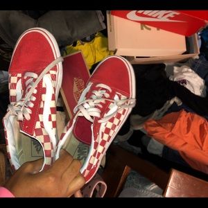 Vans red and white checkered board